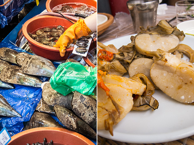 Marché aux poissons Noryangjin - Moules géantes