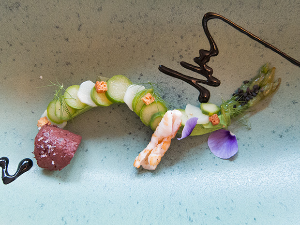 La Mare aux Oiseaux - Asperge et boudin noir, encornets grillés